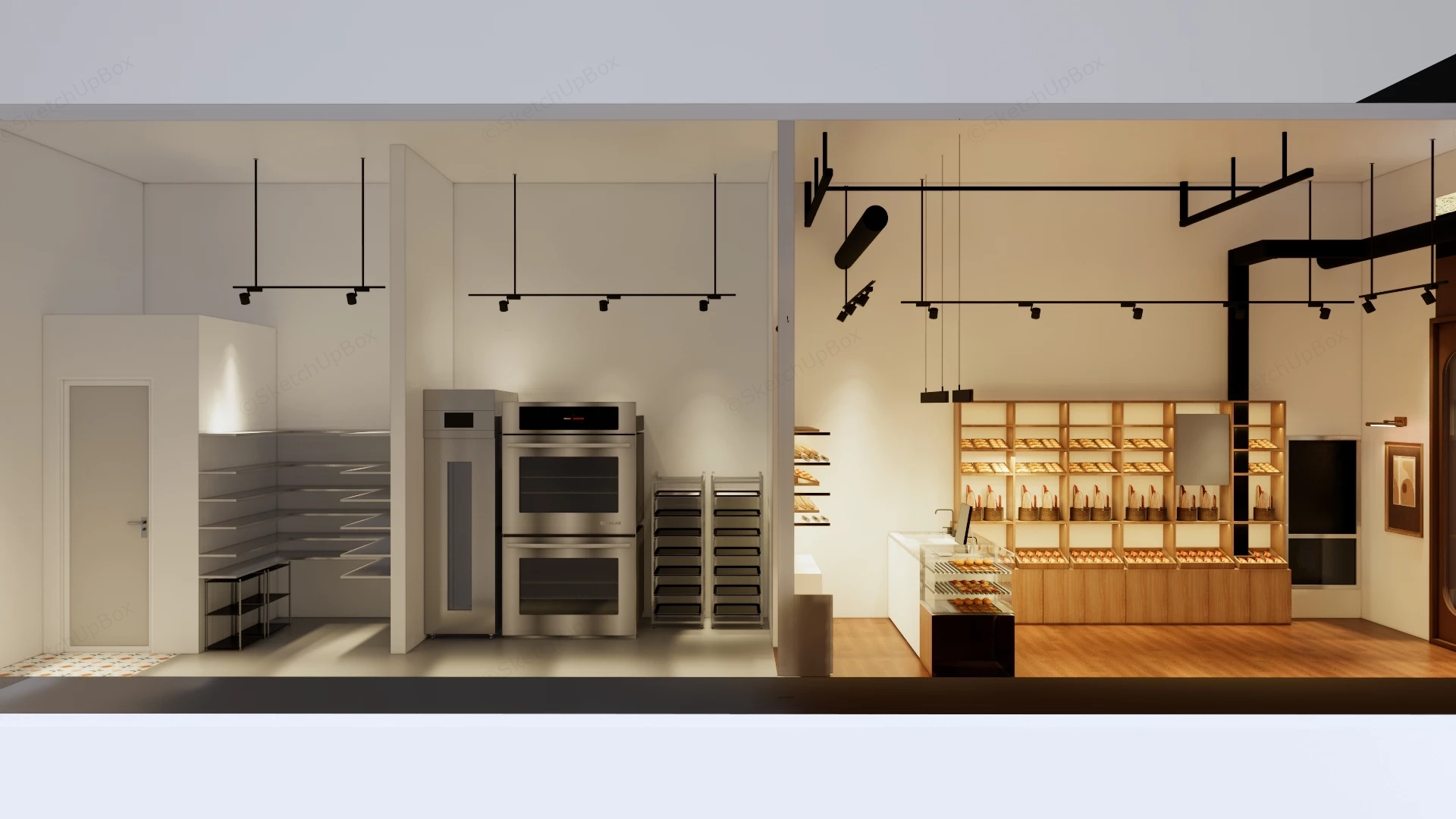 Small Bakery Shop Interior Design sketchup model preview - SketchupBox