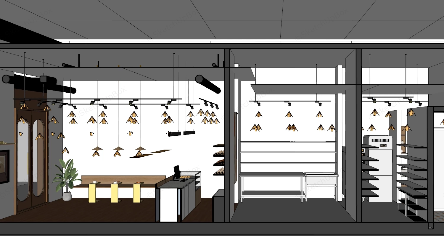 Small Bakery Shop Interior Design sketchup model preview - SketchupBox