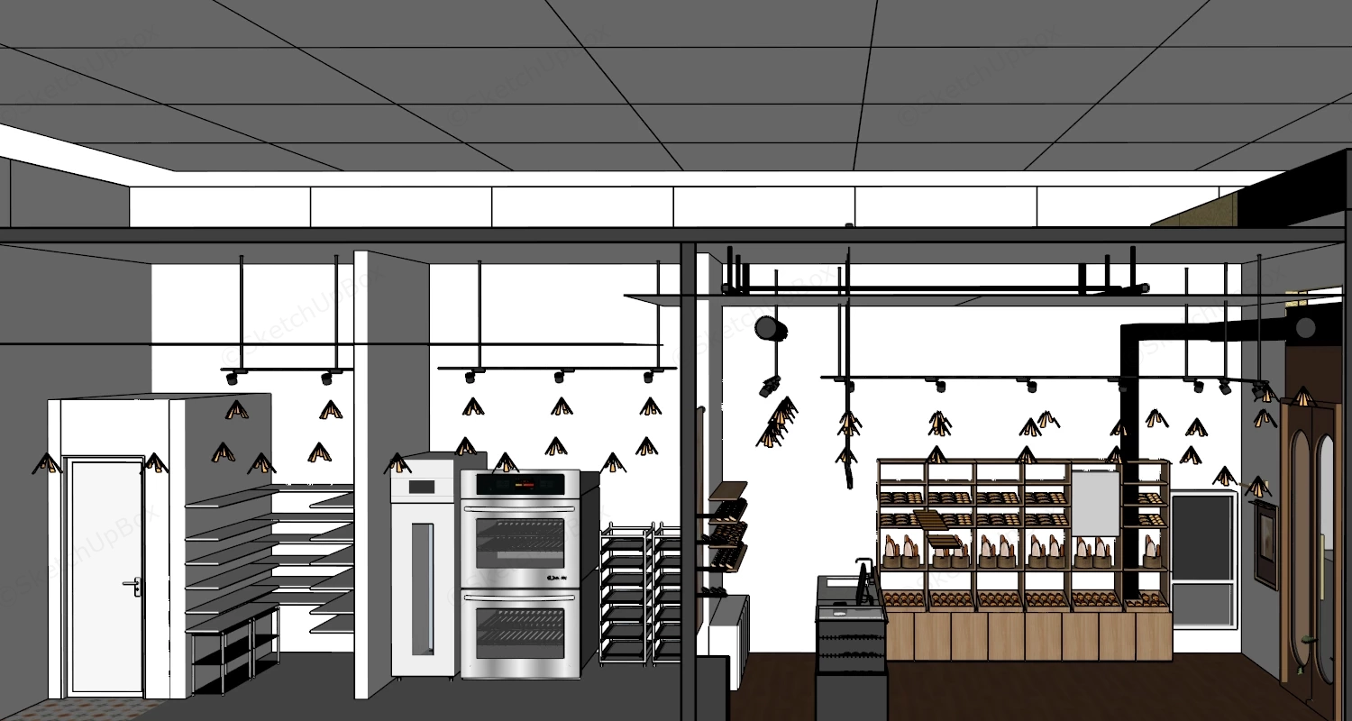Small Bakery Shop Interior Design sketchup model preview - SketchupBox