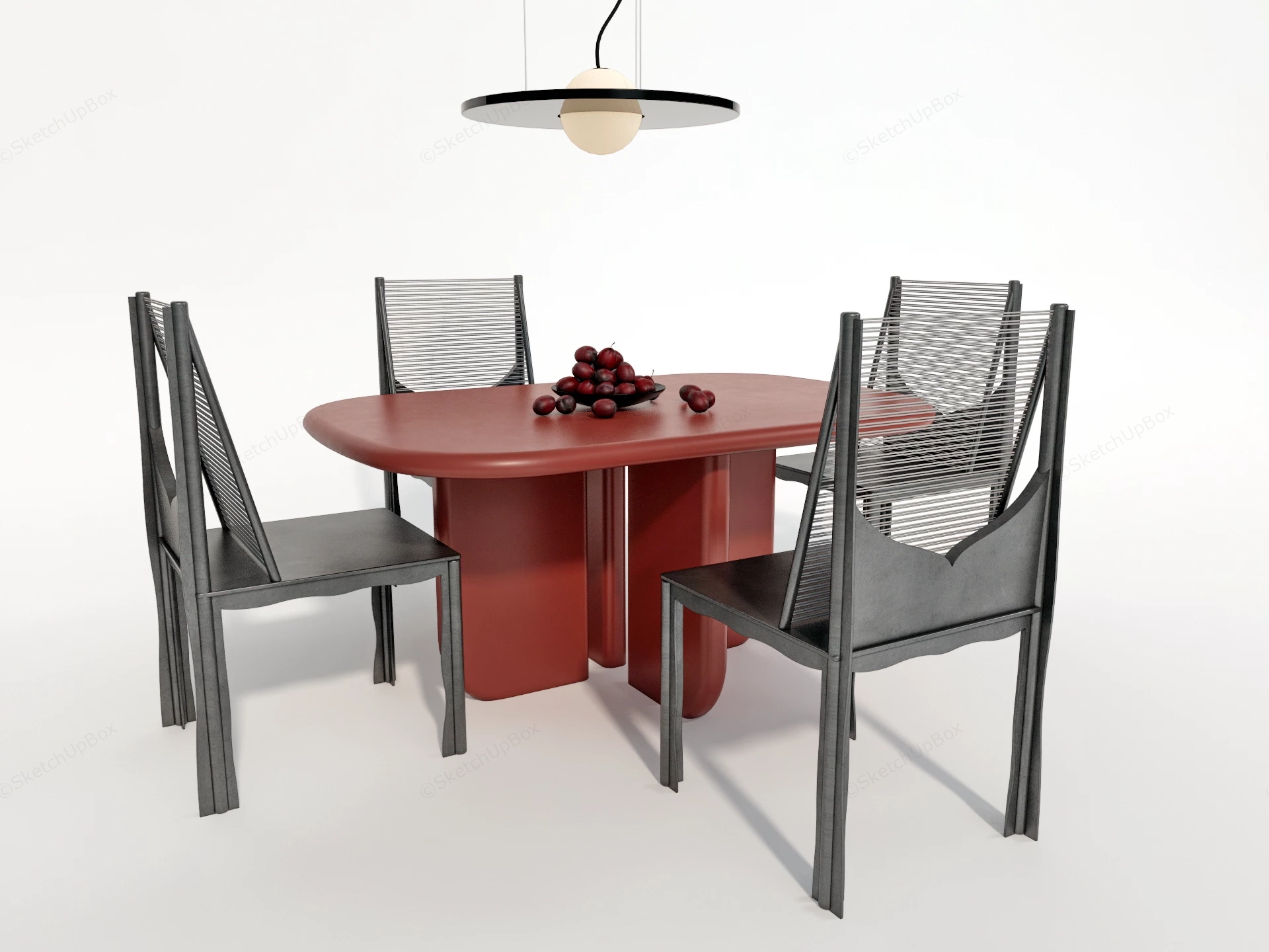 5 Piece Retro Dining Table Set sketchup model preview - SketchupBox