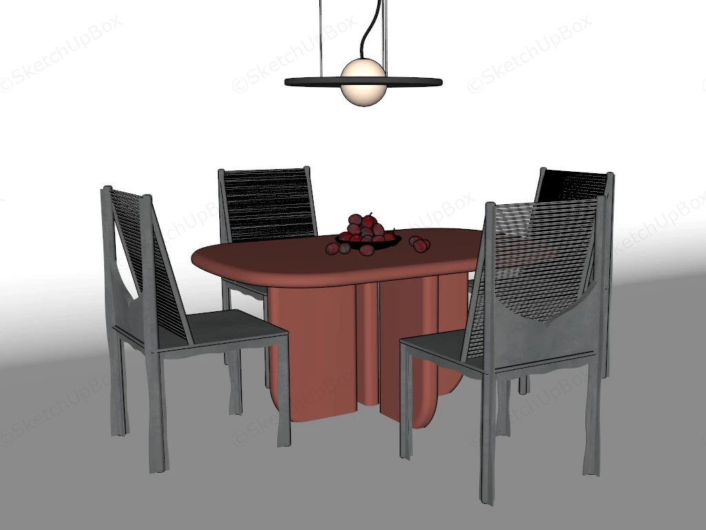 5 Piece Retro Dining Table Set sketchup model preview - SketchupBox