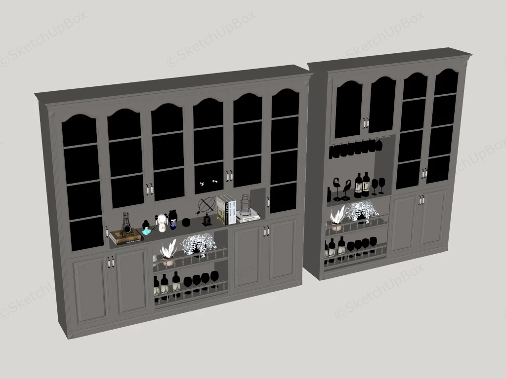 Home Bar Wine Cabinet Designs sketchup model preview - SketchupBox