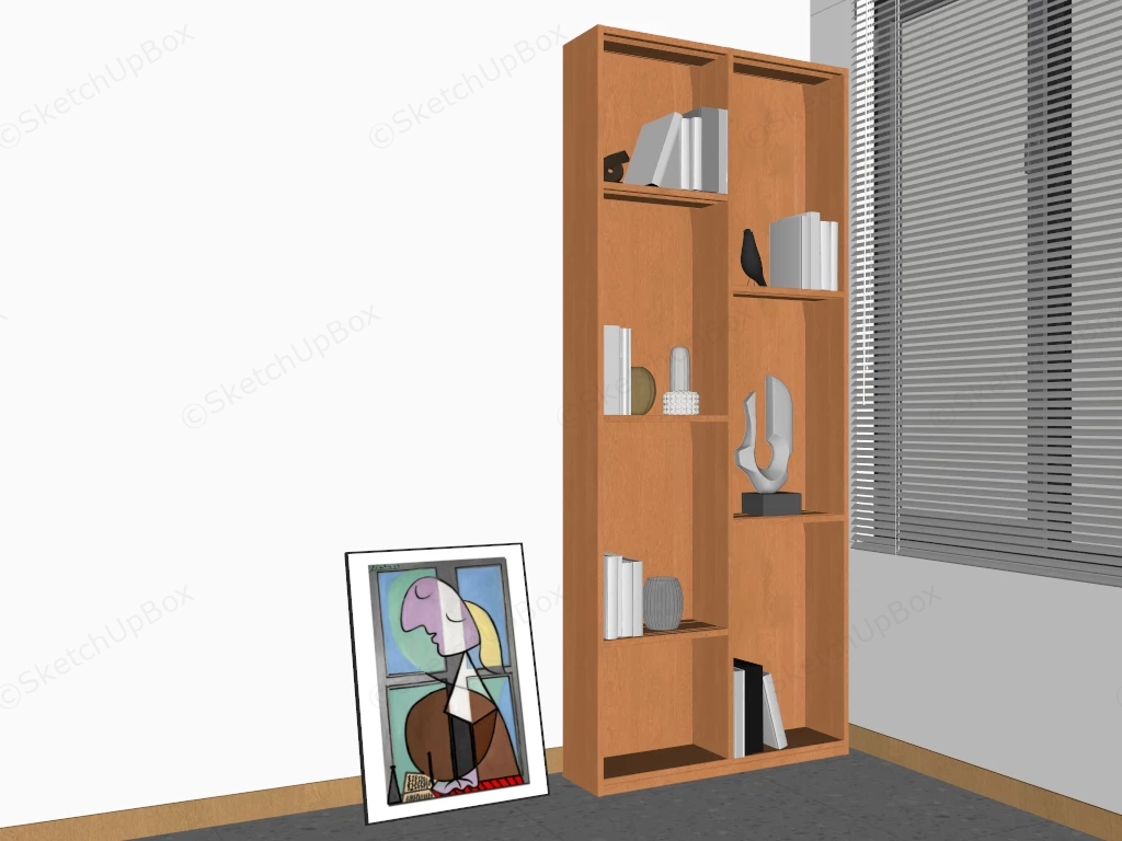 Tall Wooden Bookcase sketchup model preview - SketchupBox