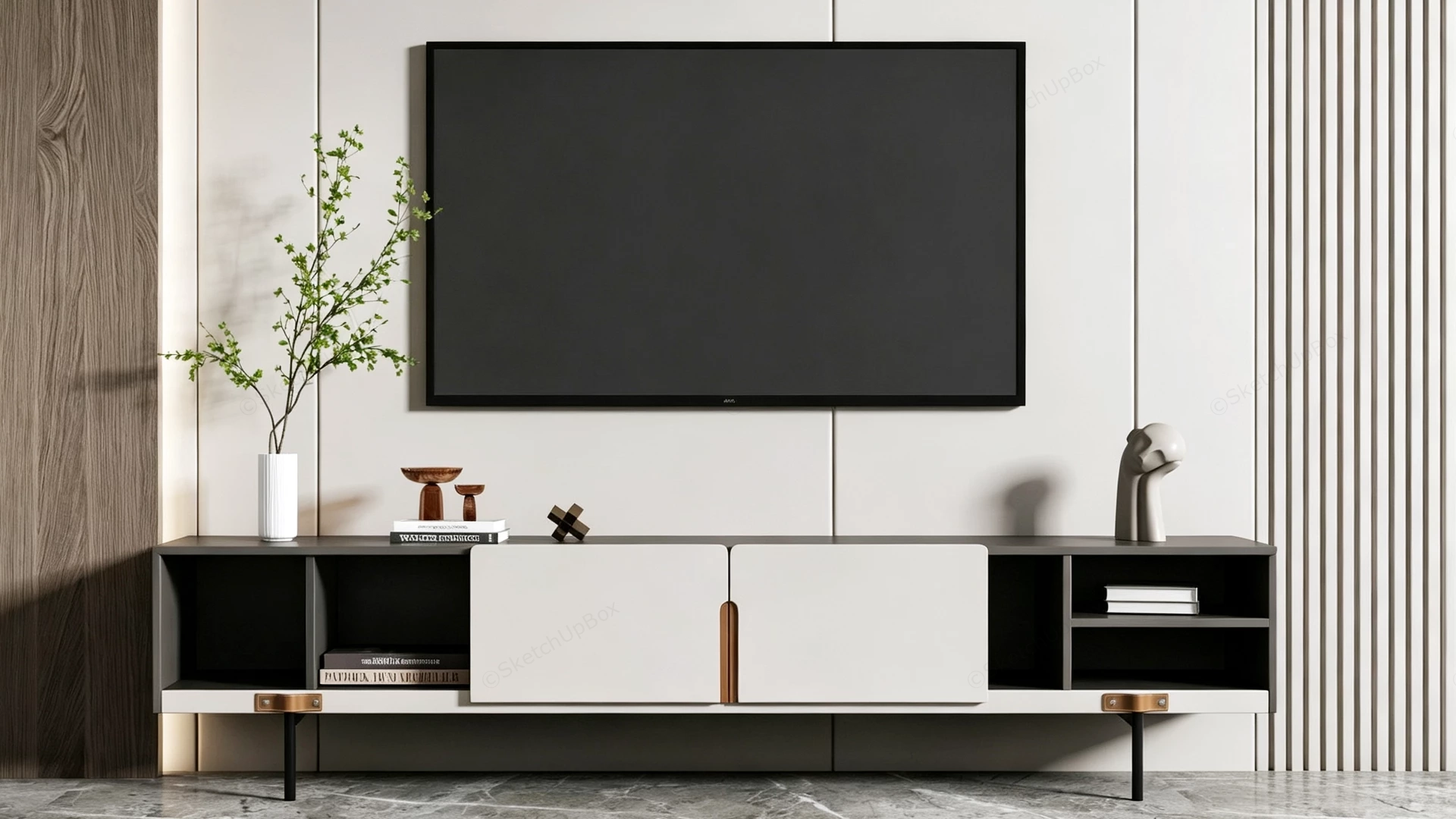 Modern TV Console Cabient sketchup model preview - SketchupBox