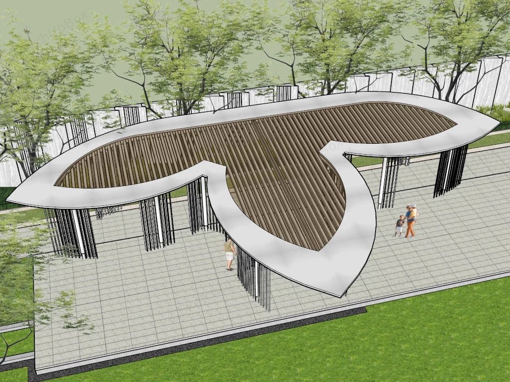 Flower Shaped Pavilion sketchup model preview - SketchupBox