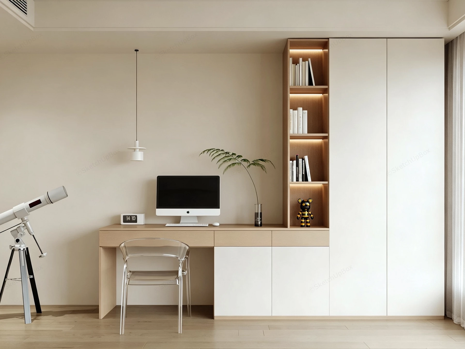 Home Office Built In Desk & Cabinet sketchup model preview - SketchupBox
