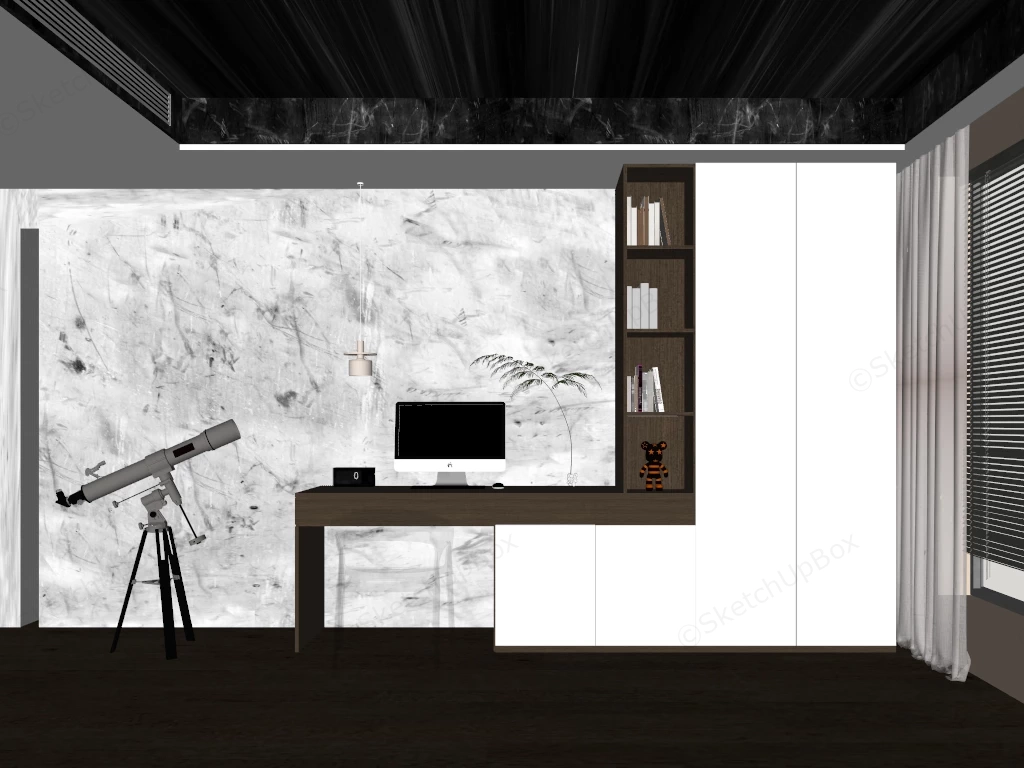 Home Office Built In Desk & Cabinet sketchup model preview - SketchupBox