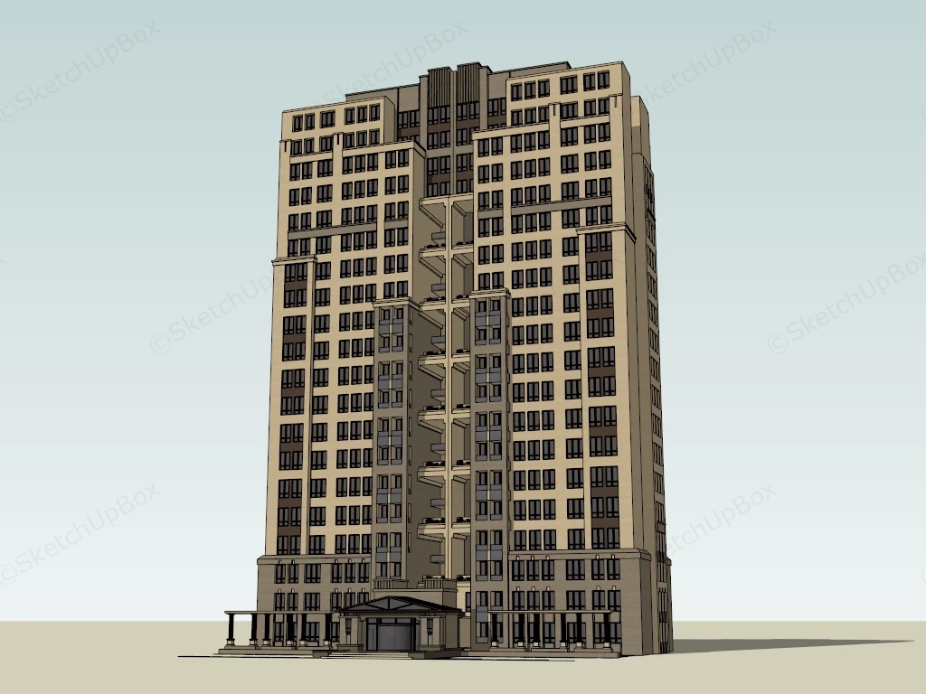 Classic Office Tower sketchup model preview - SketchupBox