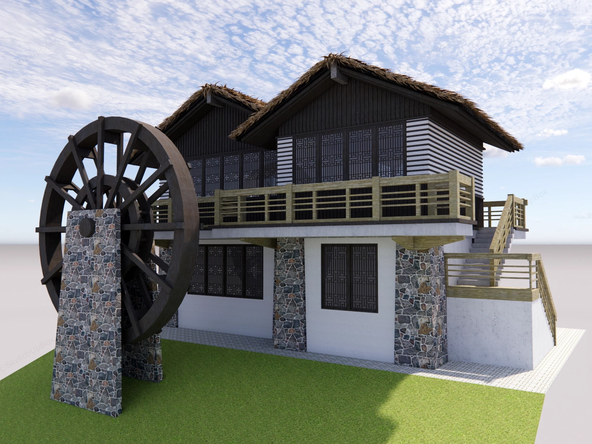 Vintage Cottage Home sketchup model preview - SketchupBox