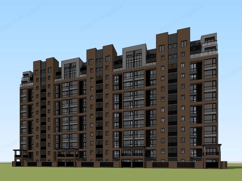 Modern Apartment Blocks sketchup model preview - SketchupBox