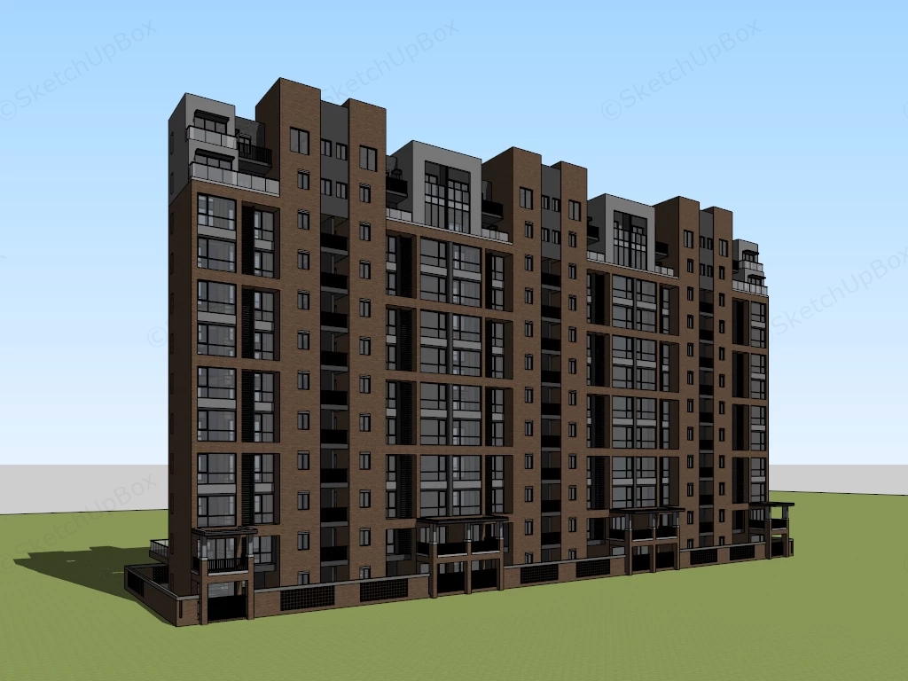 Modern Apartment Blocks sketchup model preview - SketchupBox