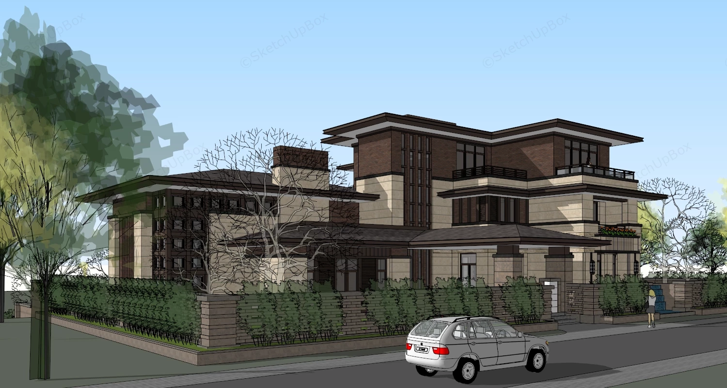 Asian Style Mansion sketchup model preview - SketchupBox