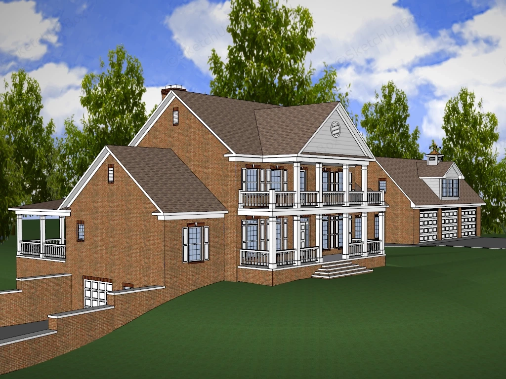 Craftsman Style Brick House sketchup model preview - SketchupBox