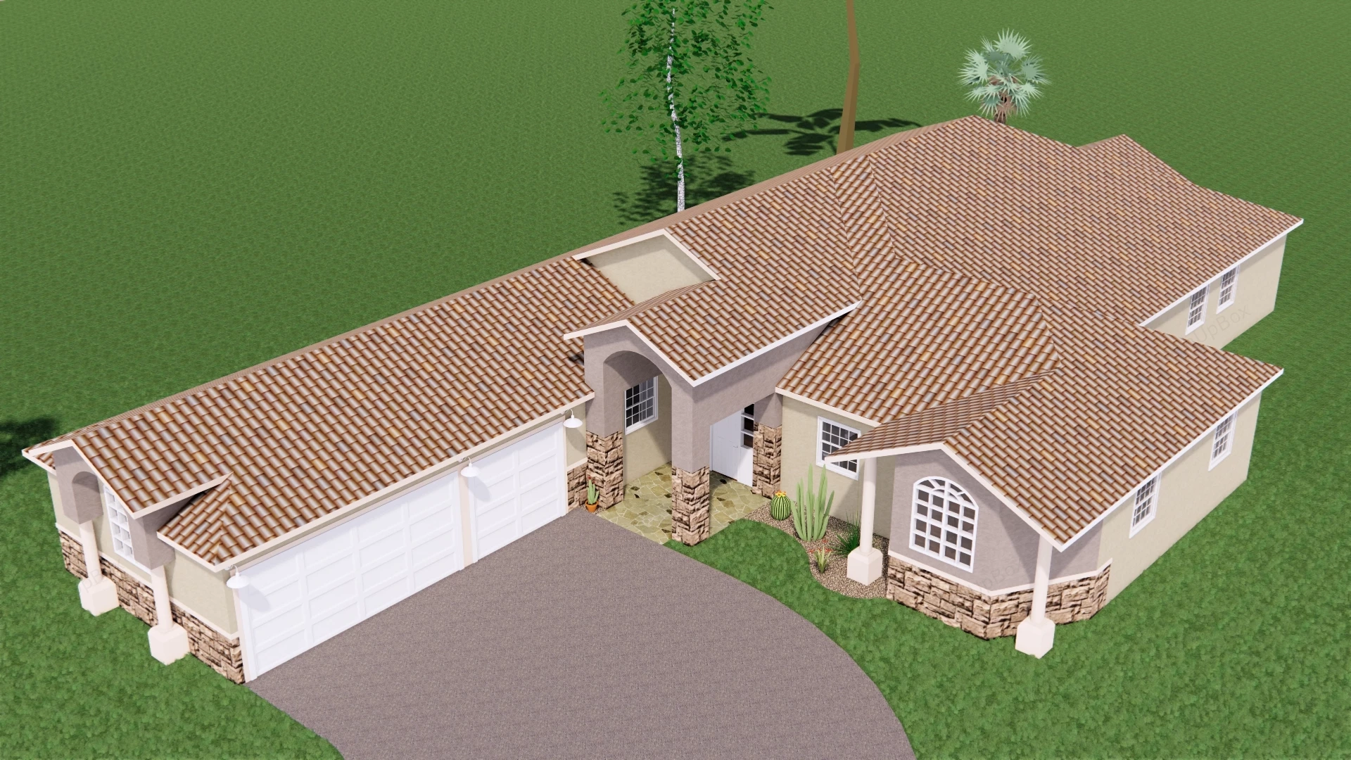 Tuscan Style Home sketchup model preview - SketchupBox