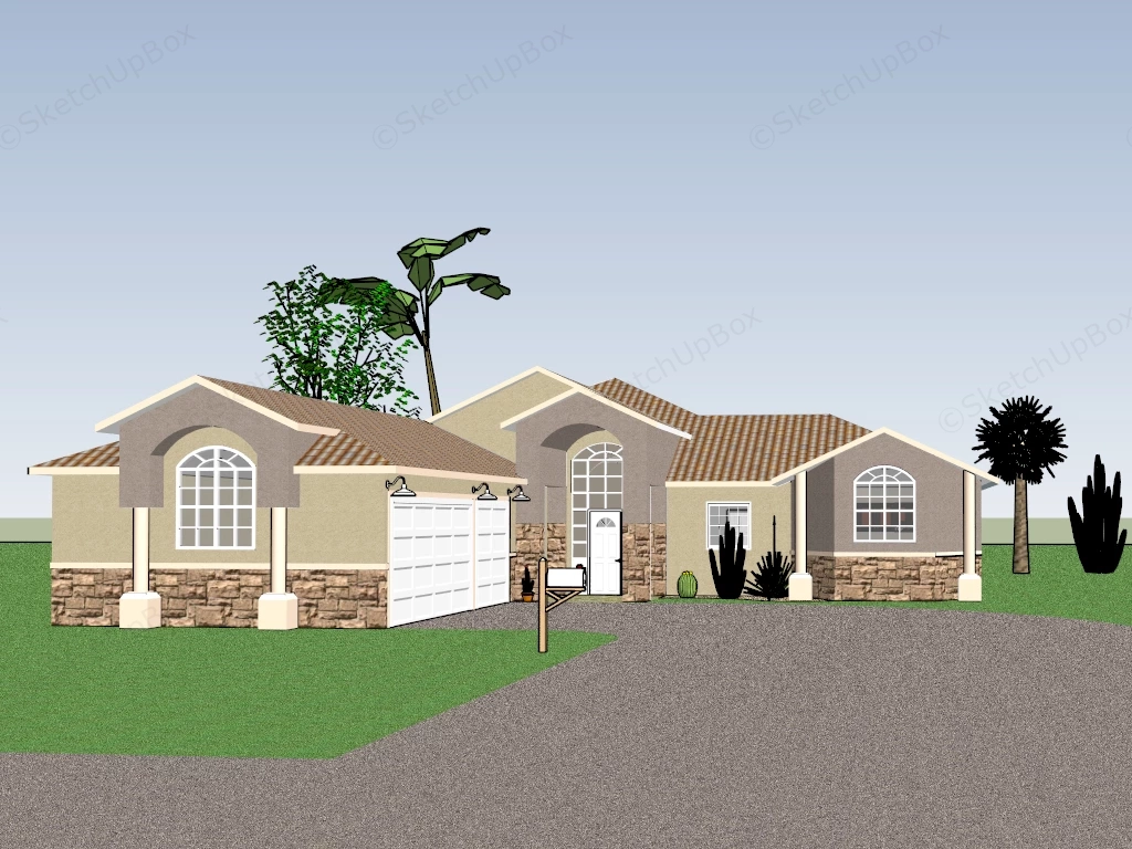 Tuscan Style Home sketchup model preview - SketchupBox