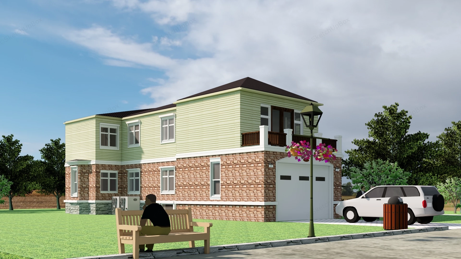 2 Storey House Exterior Design sketchup model preview - SketchupBox