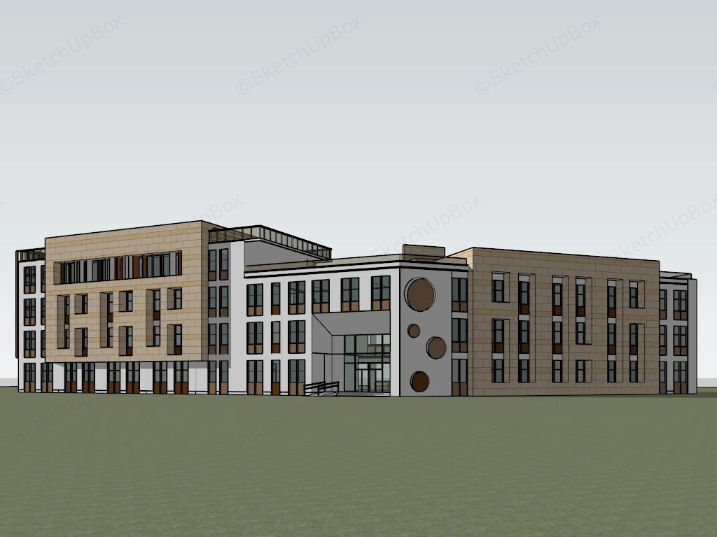 Elementary School Building sketchup model preview - SketchupBox