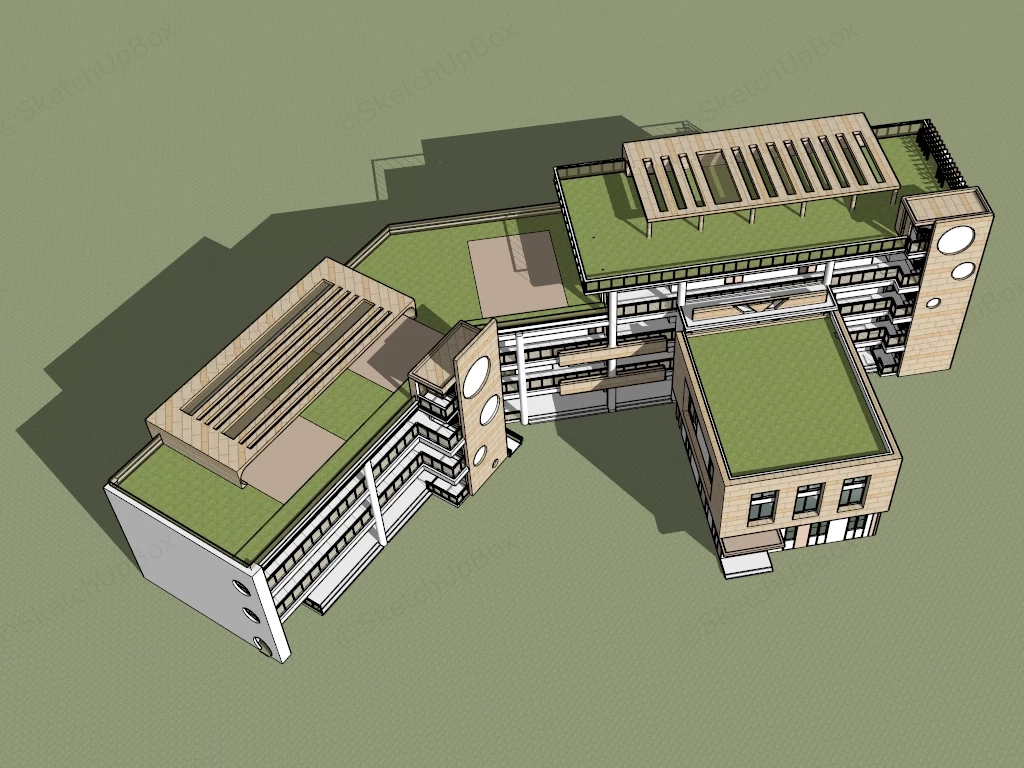Elementary School Building sketchup model preview - SketchupBox