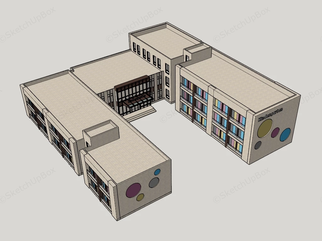 Kindergarten School Building sketchup model preview - SketchupBox