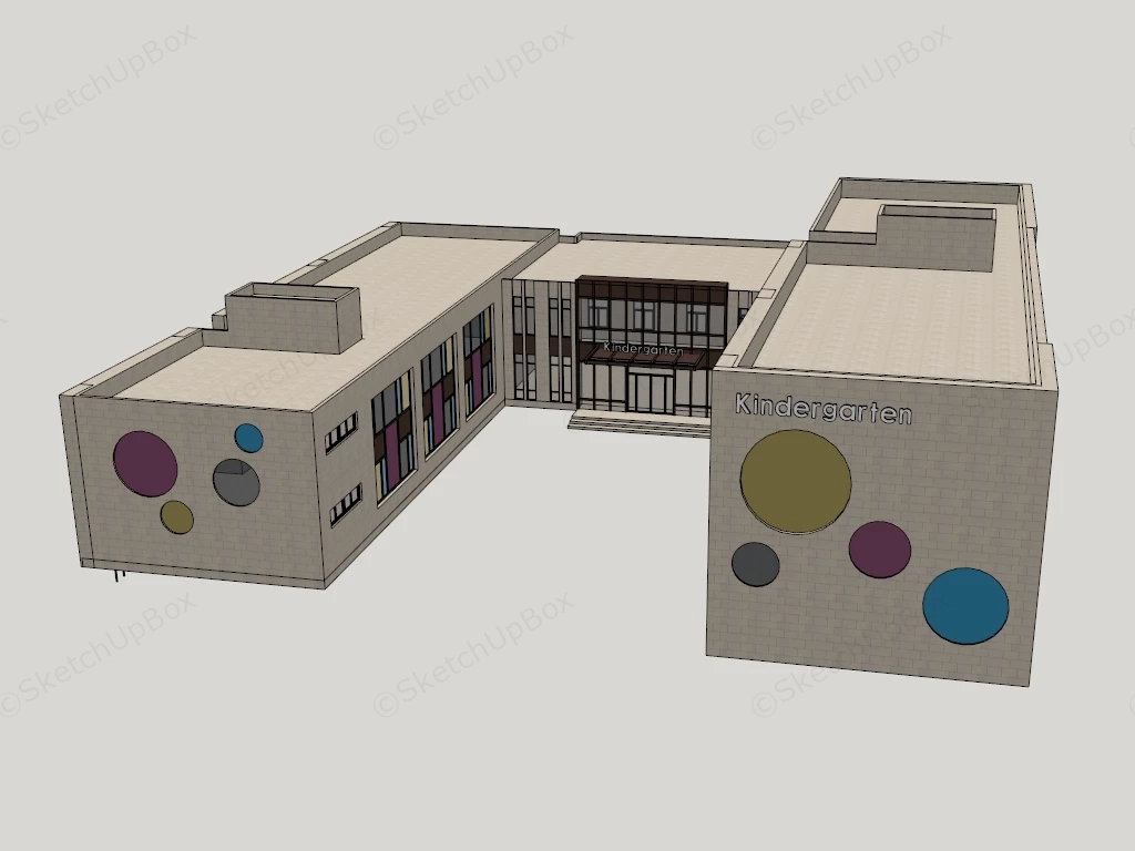 Kindergarten School Building sketchup model preview - SketchupBox