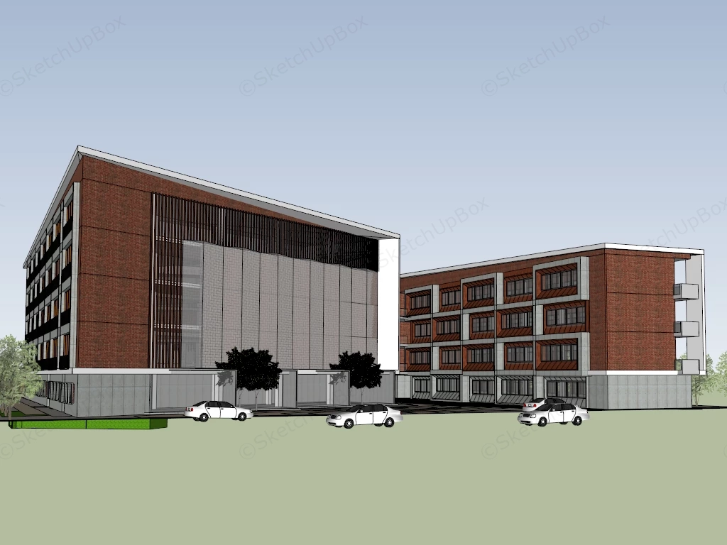 Modern Primary School Buildings sketchup model preview - SketchupBox