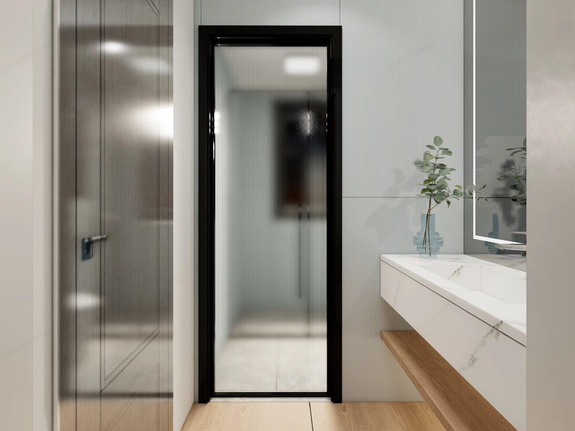 Separated Three Zoned Bathroom Design sketchup model preview - SketchupBox