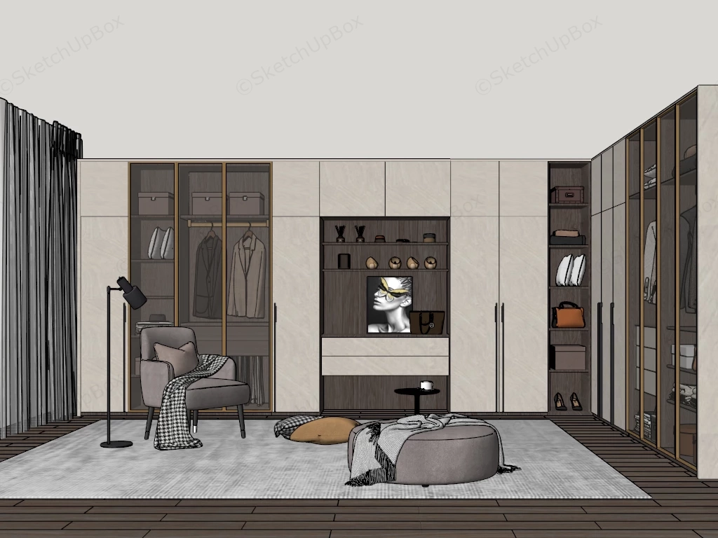Spacious Dressing Room Closet Design sketchup model preview - SketchupBox