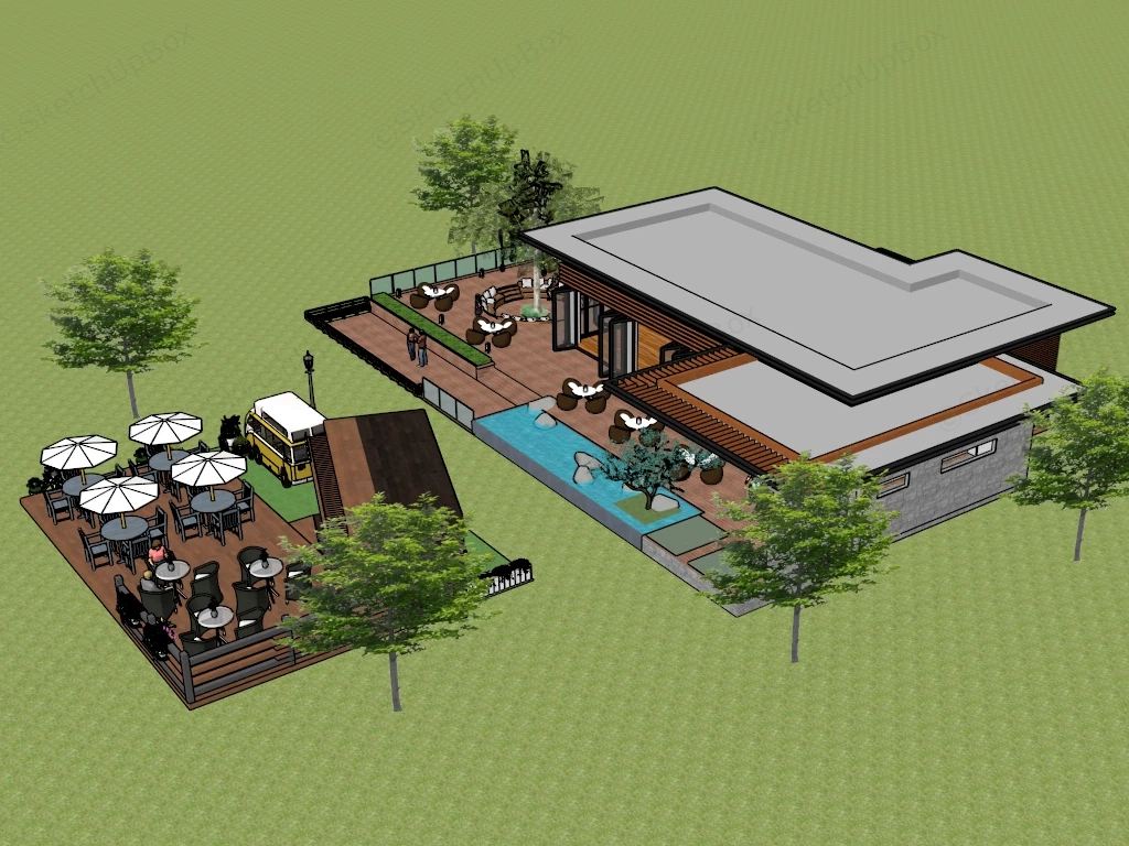 Outdoor Dining Cafe Design sketchup model preview - SketchupBox