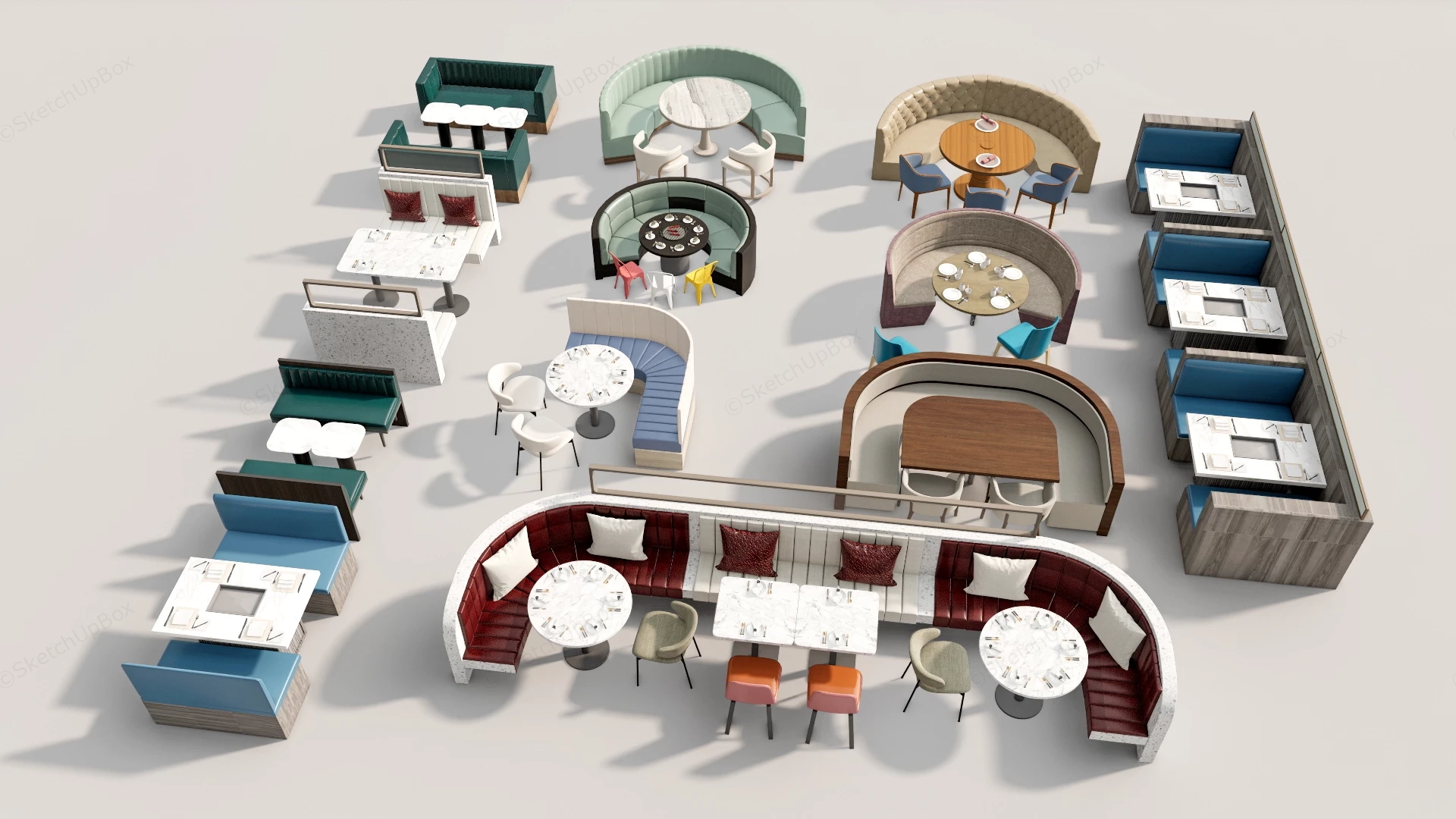 Commercial Restaurant Furniture sketchup model preview - SketchupBox