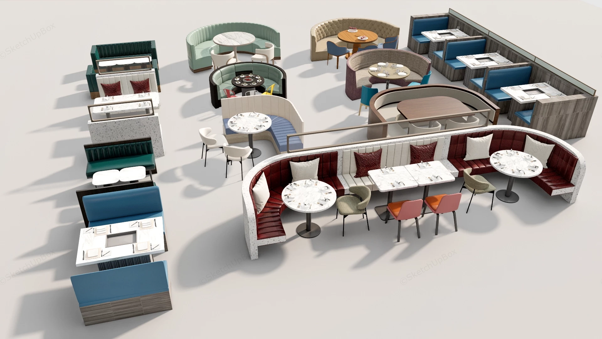 Commercial Restaurant Furniture sketchup model preview - SketchupBox