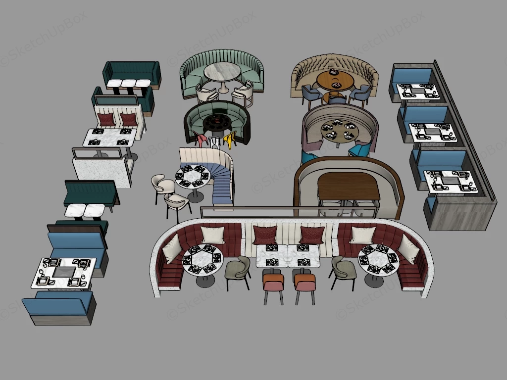 Commercial Restaurant Furniture sketchup model preview - SketchupBox