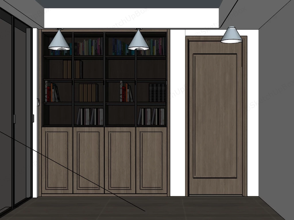Built In Bookcase Wall Unit sketchup model preview - SketchupBox