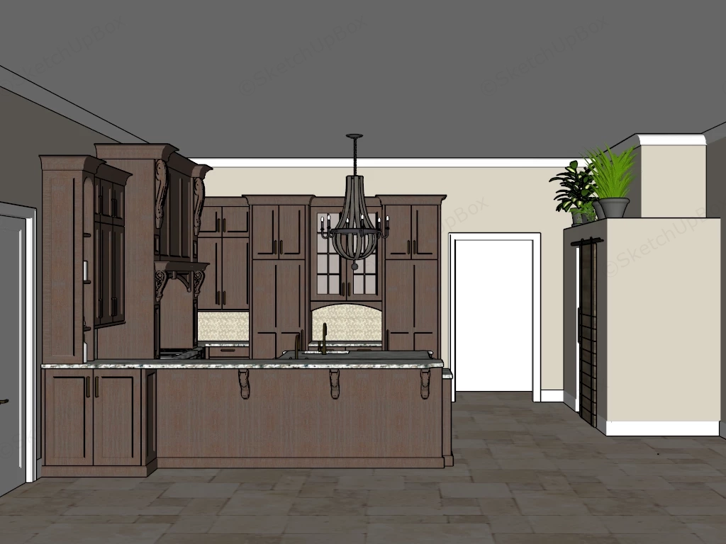 Traditional Home Kitchen Design sketchup model preview - SketchupBox