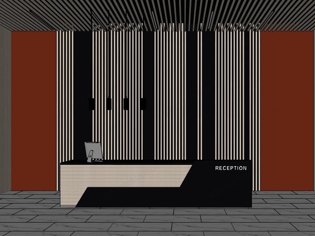 Modern Reception Desk Design sketchup model preview - SketchupBox