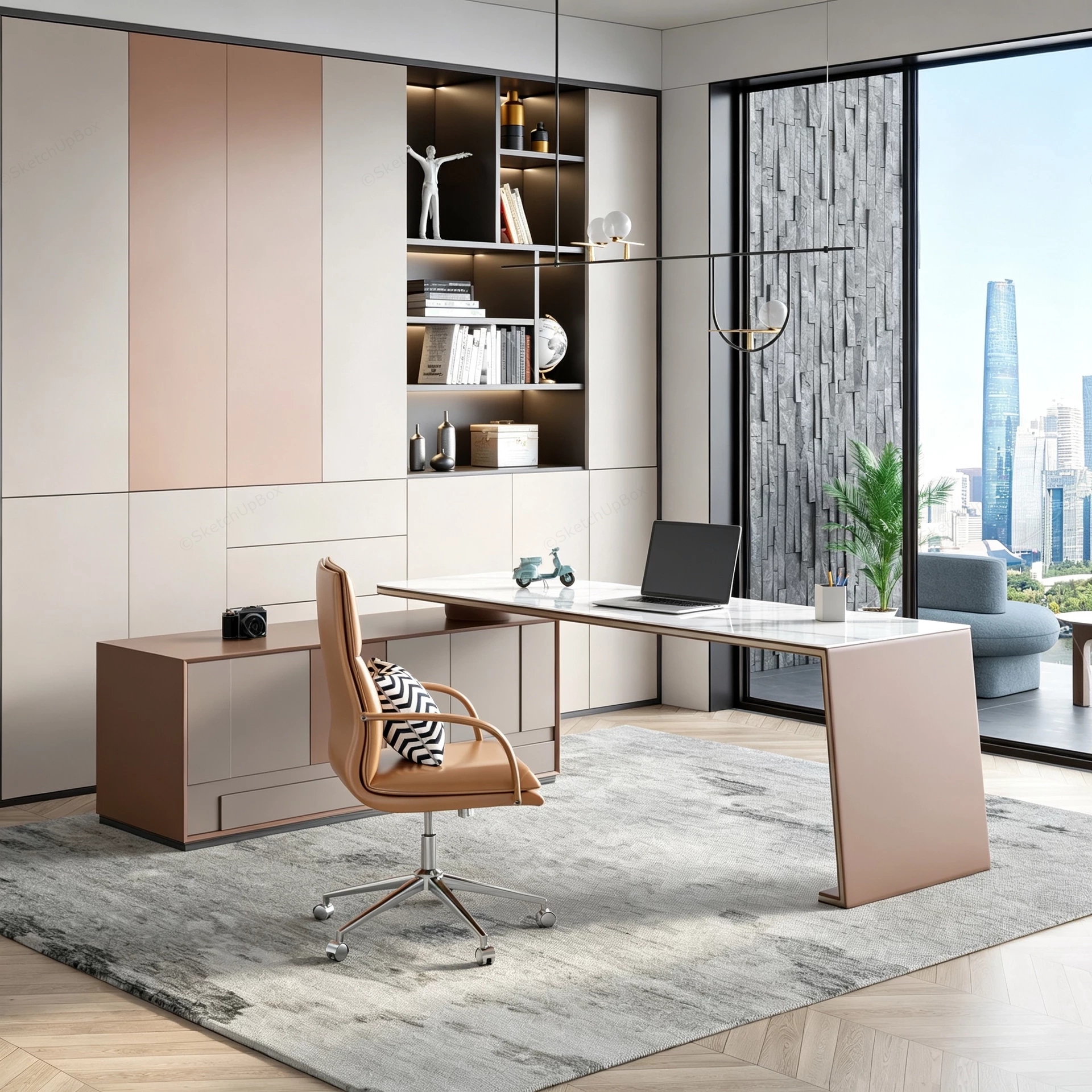 Modern Home Office Room Decor sketchup model preview - SketchupBox