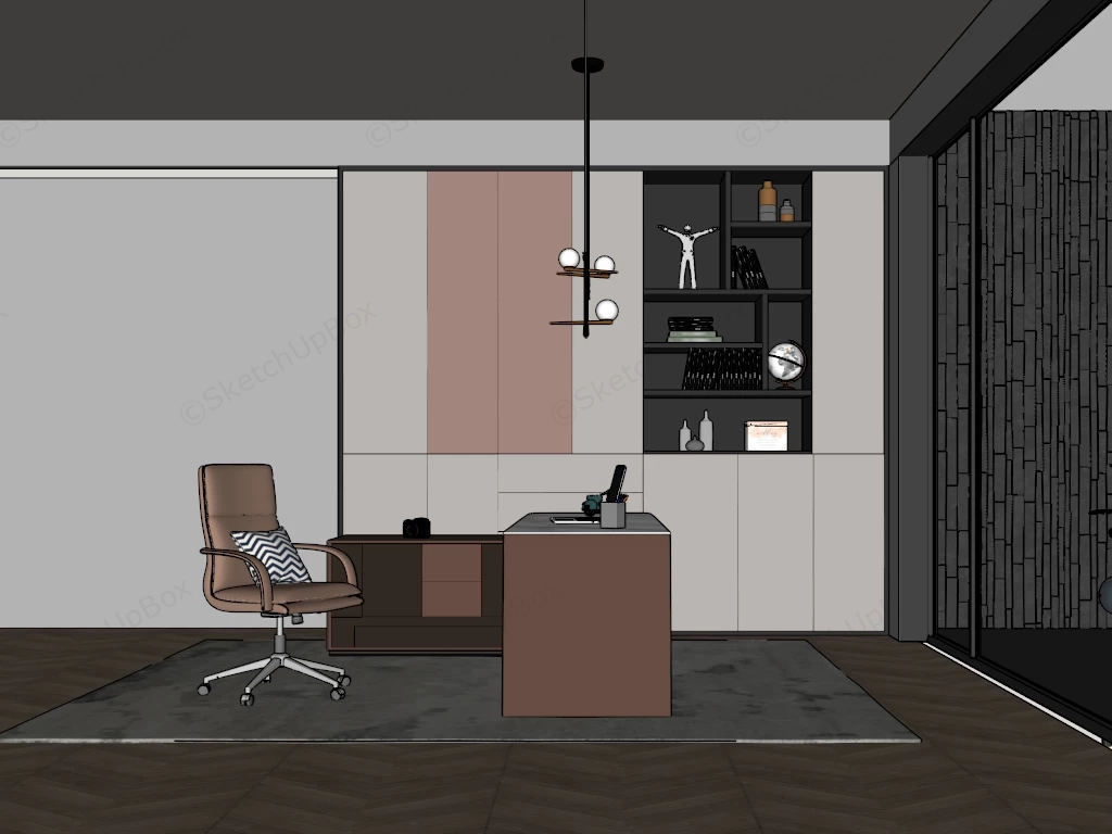 Modern Home Office Room Decor sketchup model preview - SketchupBox