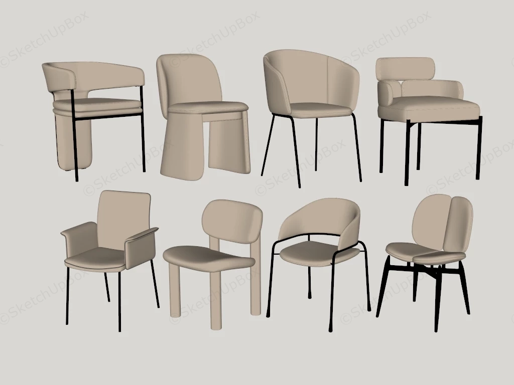 Collection Of Eight Modern Dining Chairs sketchup model preview - SketchupBox