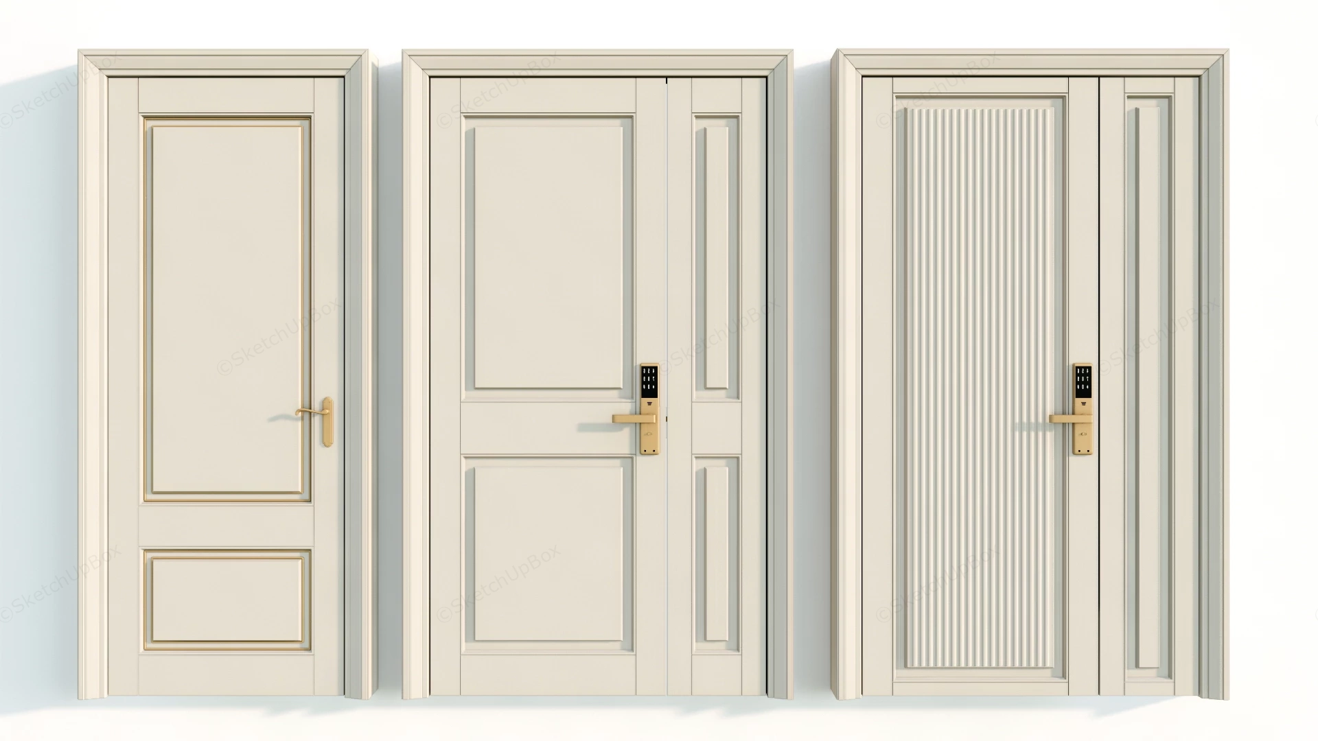 Unequal Double Leaf Security Doors sketchup model preview - SketchupBox