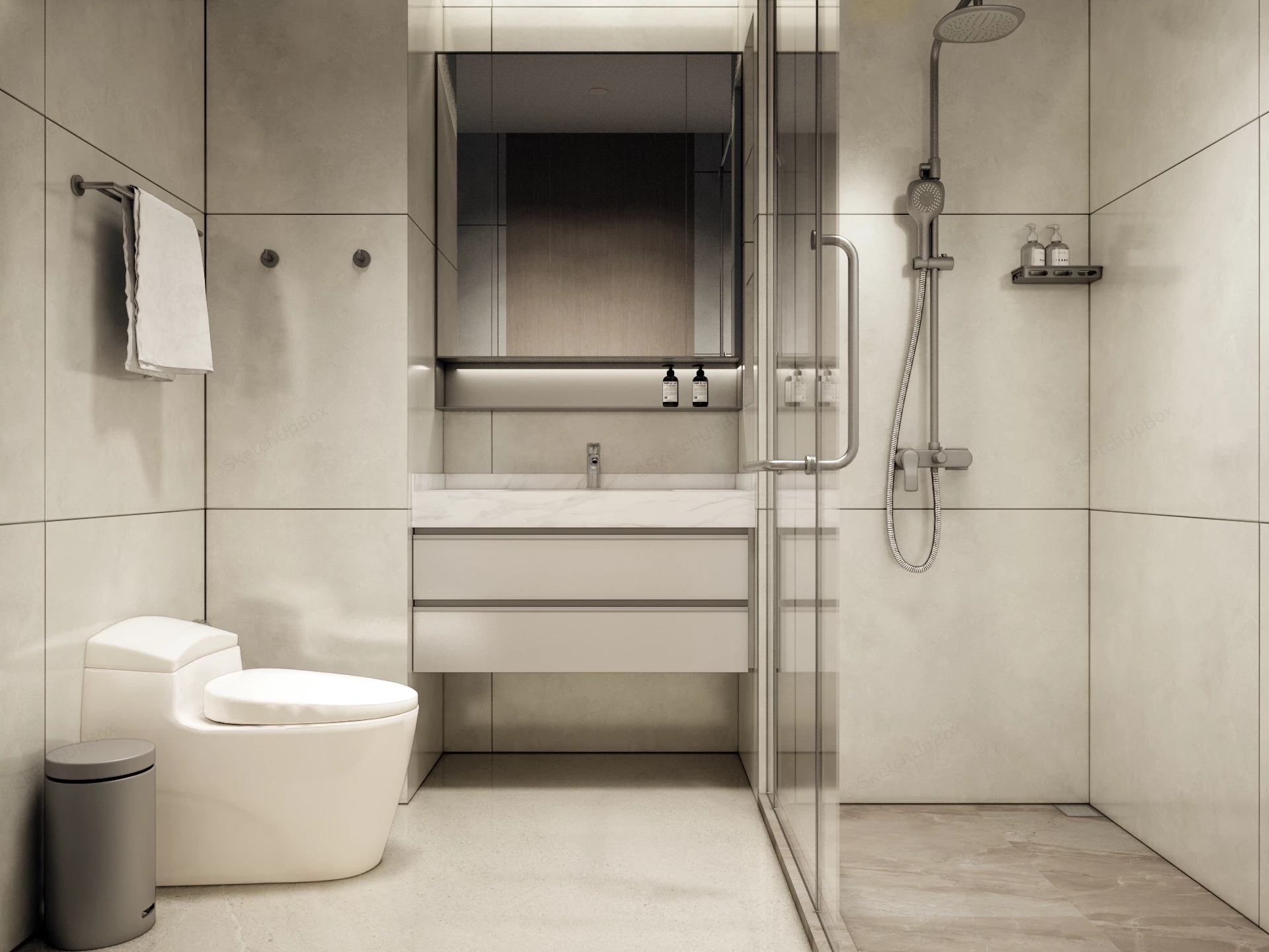 Small Apartment Kitchen And Bathroom Layout sketchup model preview - SketchupBox