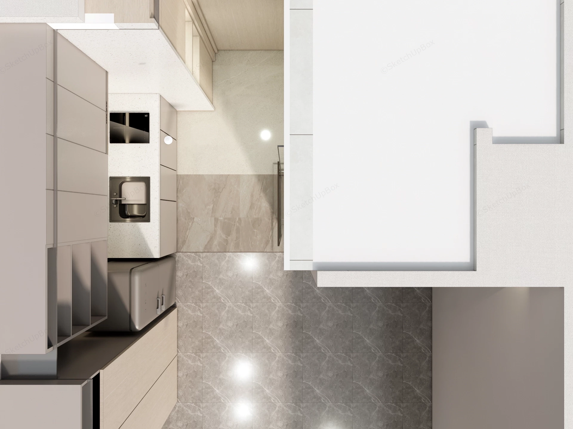 Small Apartment Kitchen And Bathroom Layout sketchup model preview - SketchupBox