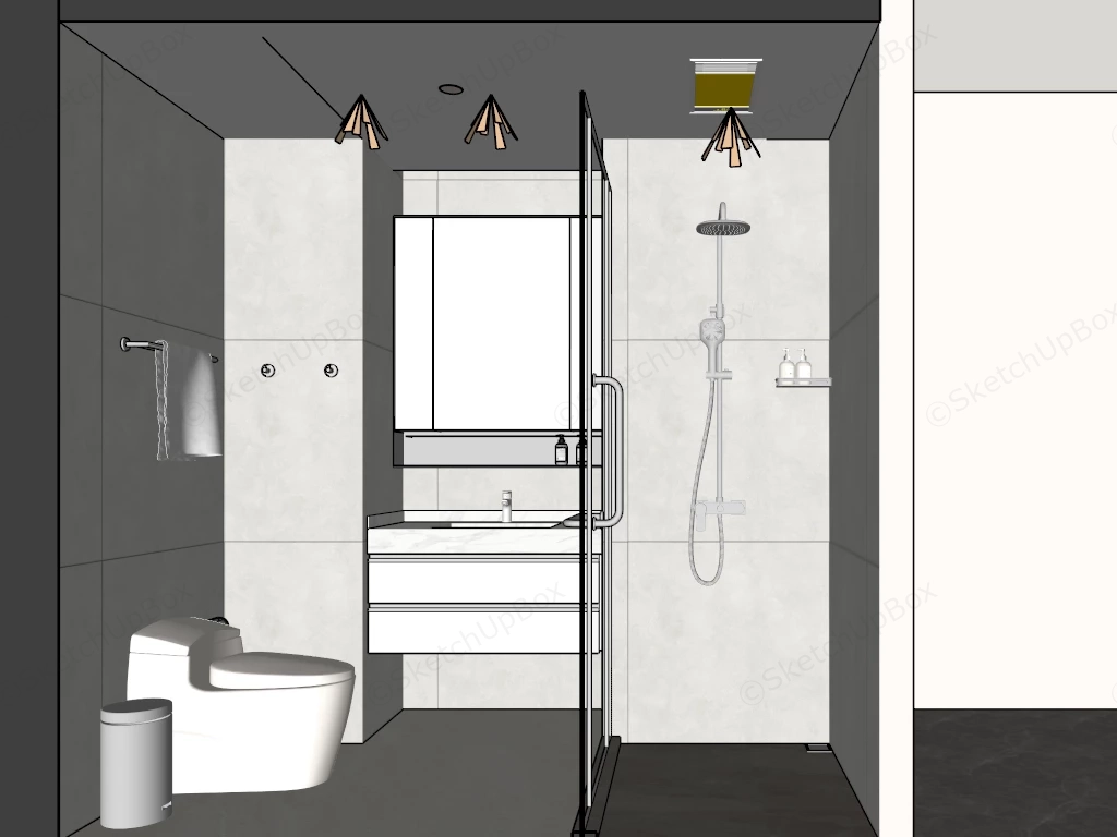 Small Apartment Kitchen And Bathroom Layout sketchup model preview - SketchupBox