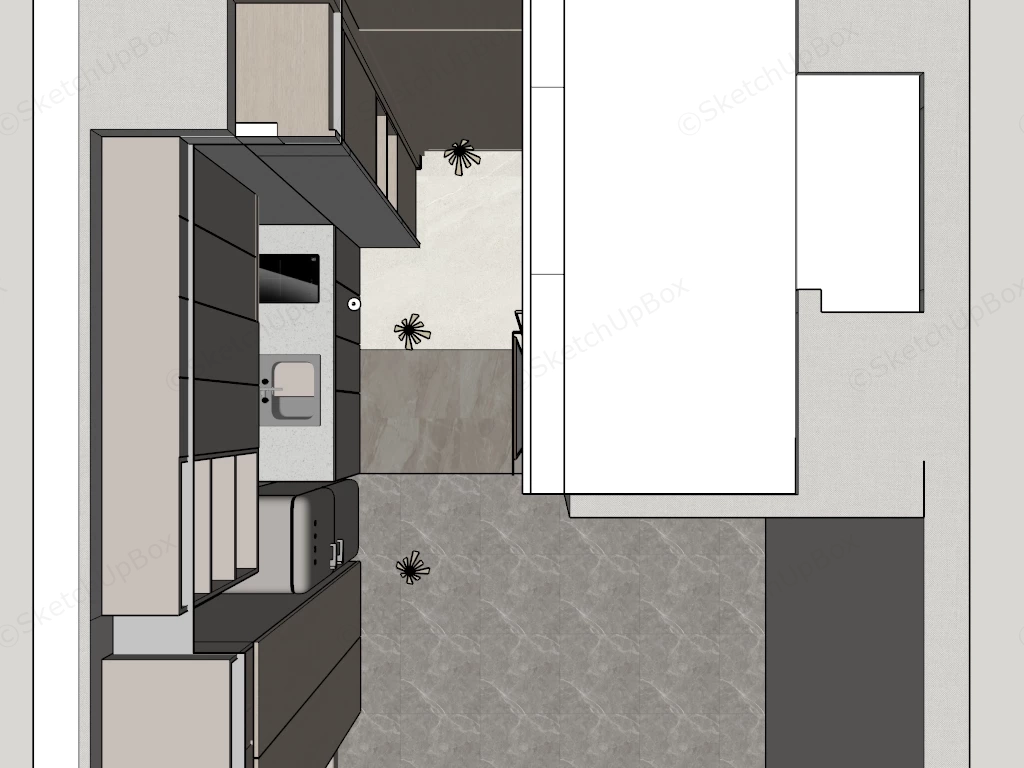 Small Apartment Kitchen And Bathroom Layout sketchup model preview - SketchupBox