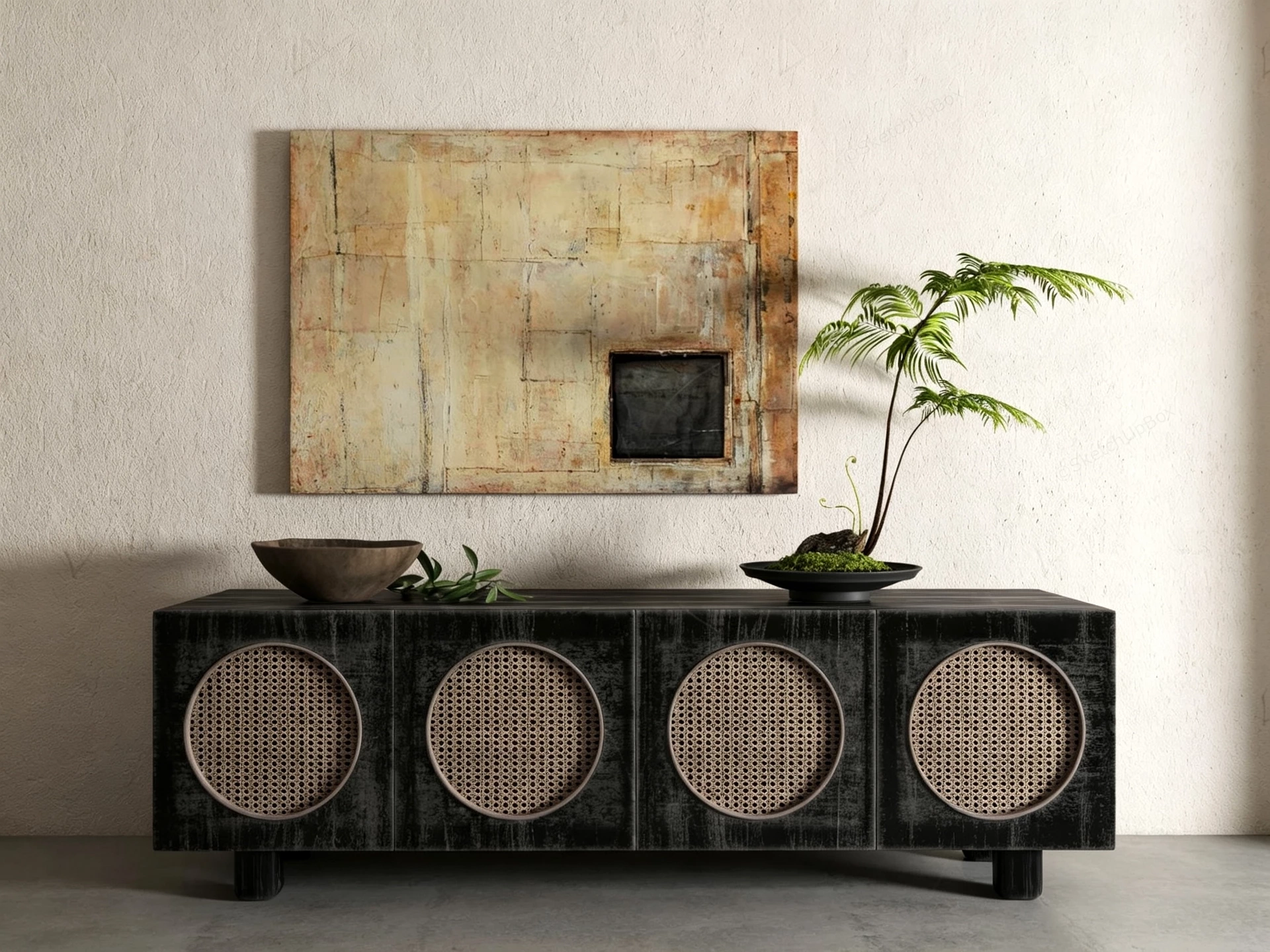 Modern Black Buffet Sideboard sketchup model preview - SketchupBox