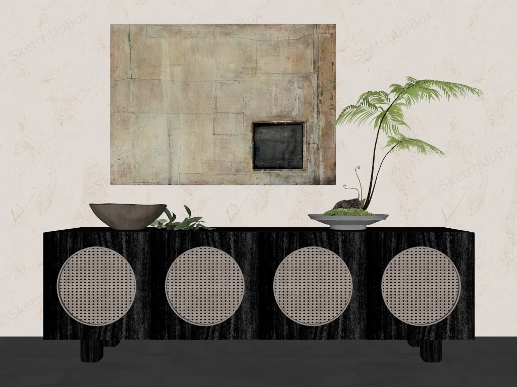 Modern Black Buffet Sideboard sketchup model preview - SketchupBox