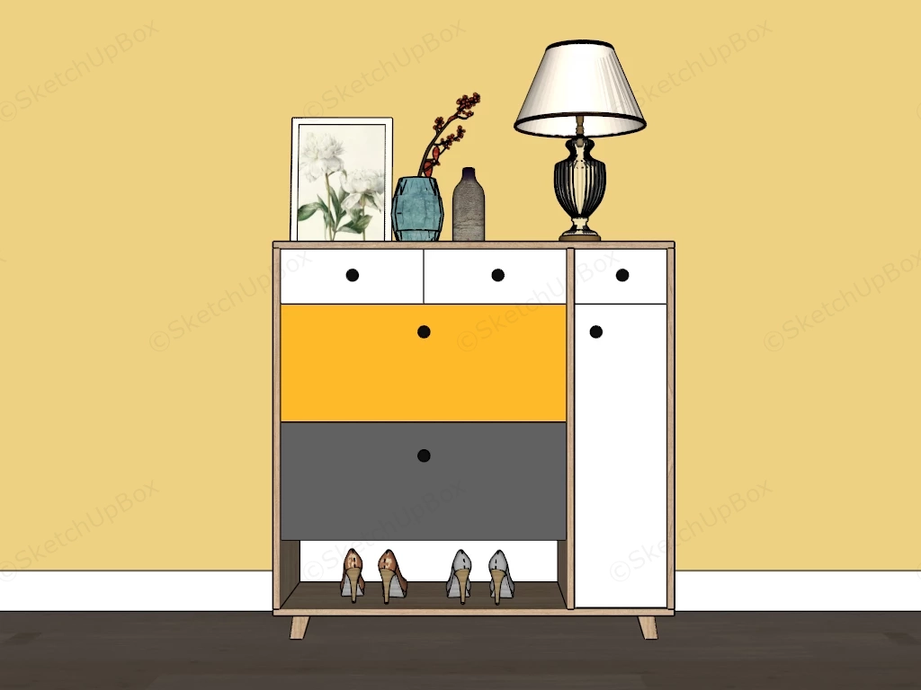 Modern Wooden Shoe Storage Cabinet sketchup model preview - SketchupBox