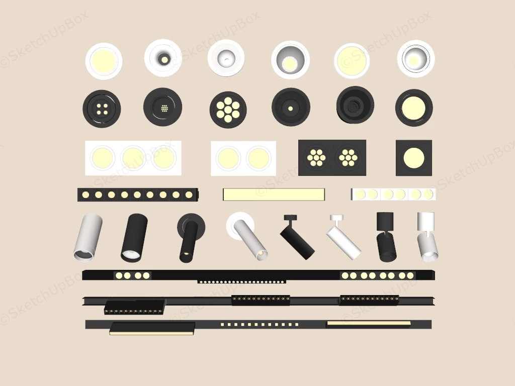 Ceiling Spotlights And Downlights sketchup model preview - SketchupBox