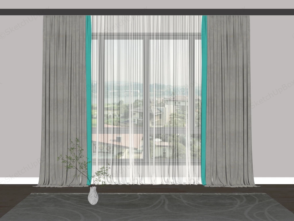 Beautiful Living Room Curtains sketchup model preview - SketchupBox