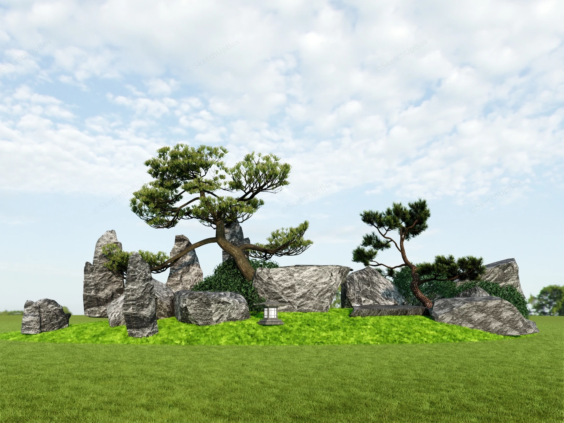 Landscape Stone Garden sketchup model preview - SketchupBox