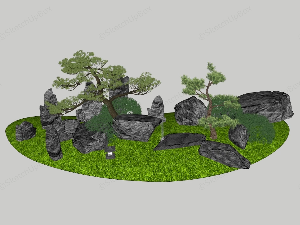 Landscape Stone Garden sketchup model preview - SketchupBox