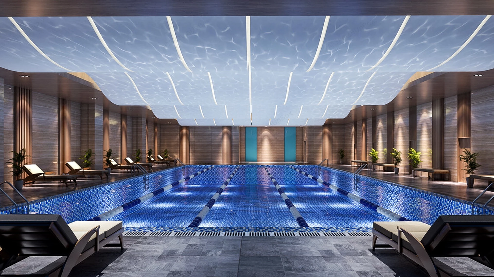 Luxury Hotel Indoor Swimming Pool sketchup model preview - SketchupBox